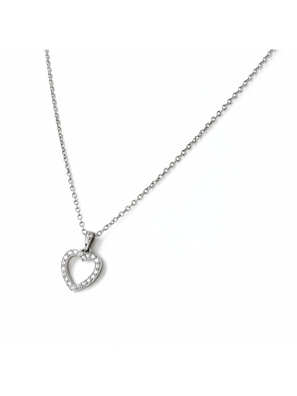 Tiffany & Co Metro Heart Platinum Pendant Pave Diamond Necklace